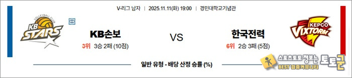 11월 11일 KOVO남 KB손보 vs 한국전력