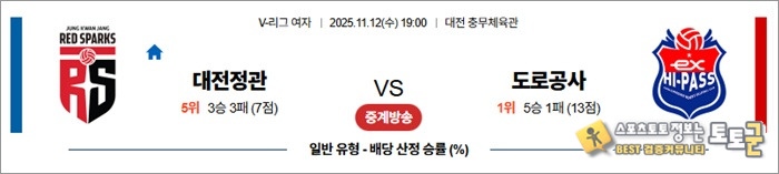 11월 12일 KOVO여 대전정관 vs 도로공사
