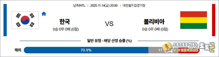 11월 14일 남축INTL 한국 vs 볼리비아